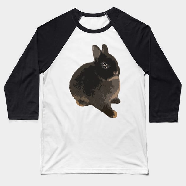 Binky Rabbit Black Otter Netherland Dwarf Rabbit Baseball T-Shirt by wigobun